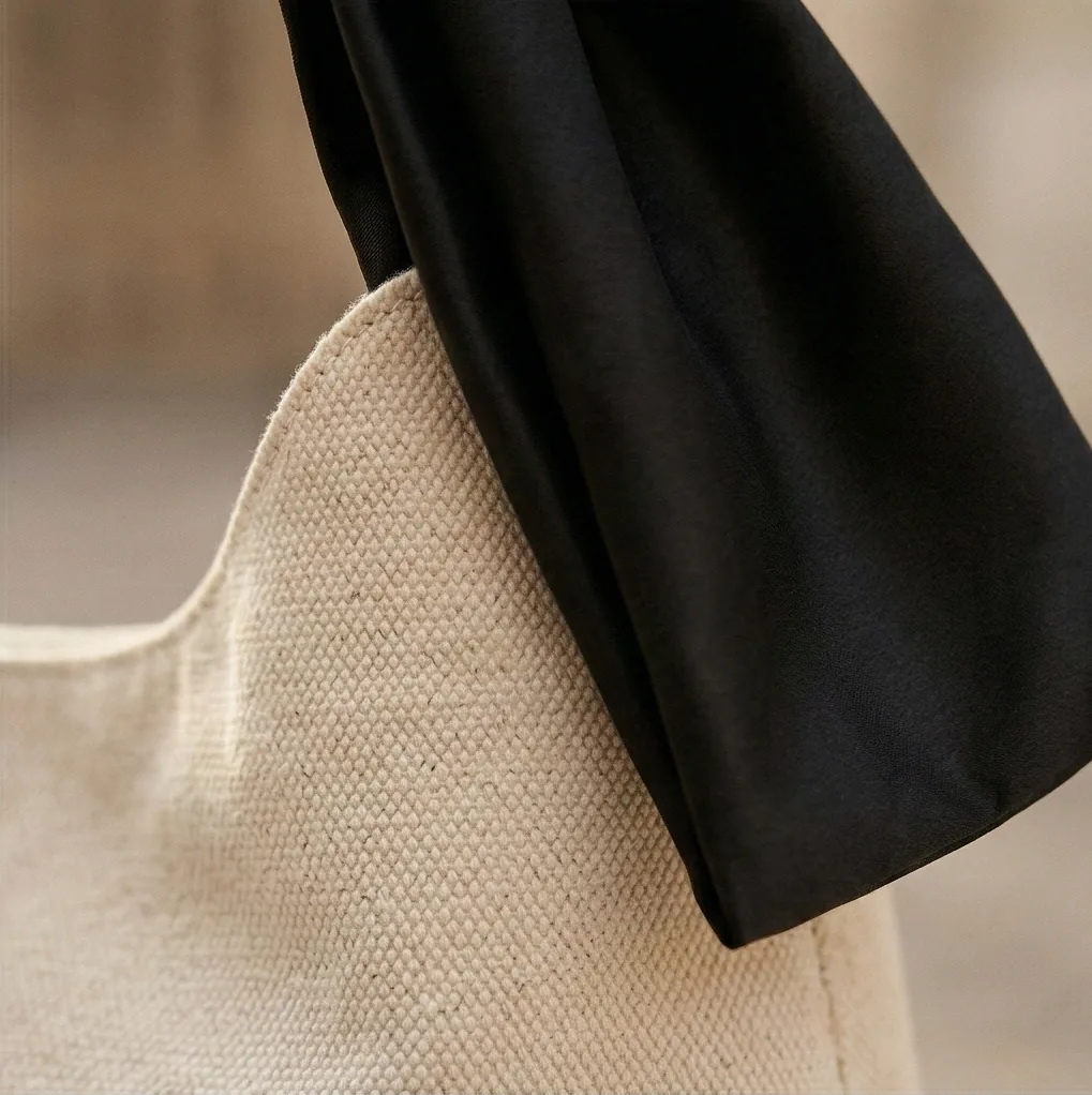 Bow-handle canvas bag detail 2 / 蝴蝶结手柄帆布包局部细节 2
