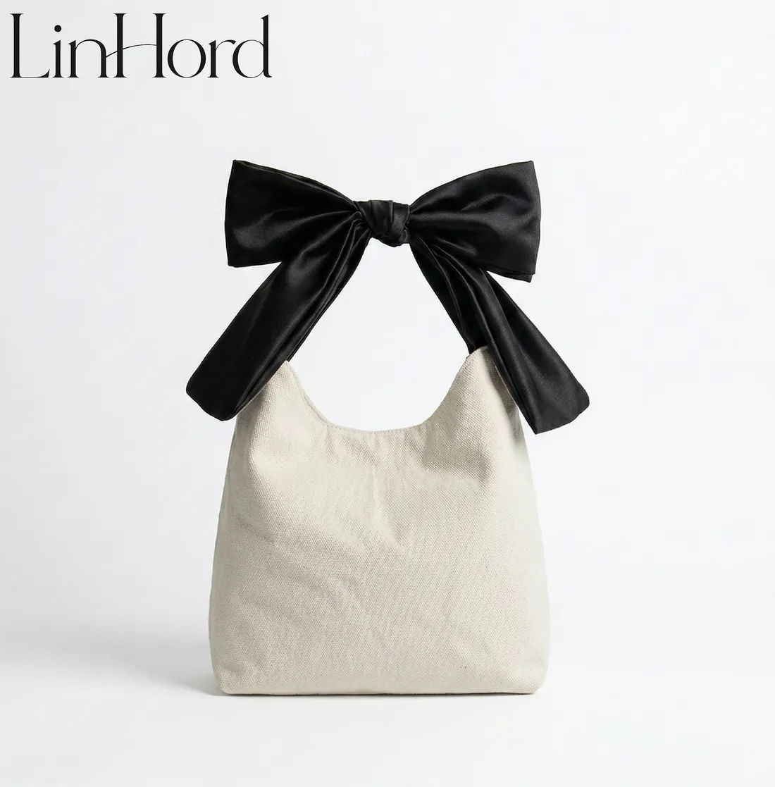 Bow-handle canvas bag product view 1 / 蝴蝶结手柄帆布包产品图 1