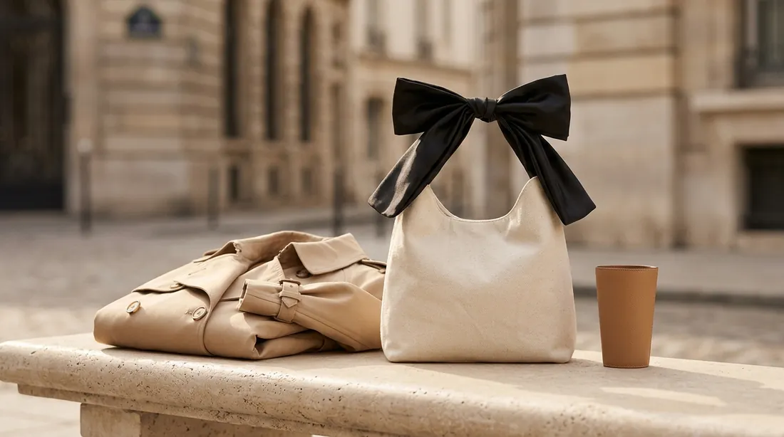 Bow-handle canvas bag in use 2 / 蝴蝶结手柄帆布包使用场景 2
