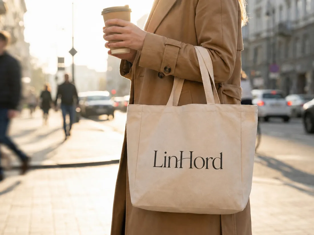 Gusseted canvas tote in use 1 / 侧褶帆布托特包使用场景 1