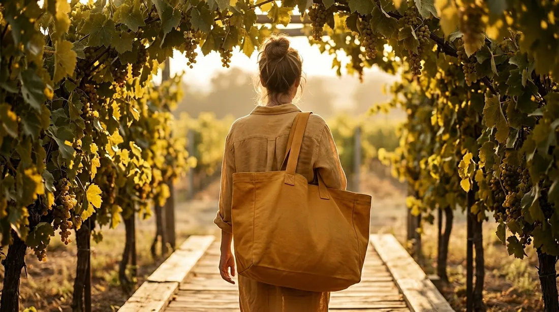 Wide canvas shopper in use 1 / 宽版帆布购物袋使用场景 1