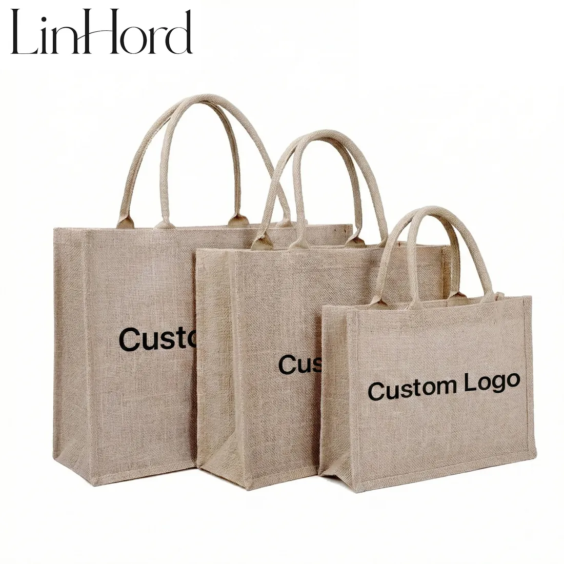 Cotton rope jute tote product view 1 / 棉绳手柄黄麻托特包产品图 1