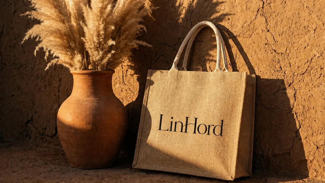 Cotton rope jute tote in use 3 / 棉绳手柄黄麻托特包使用场景 3
