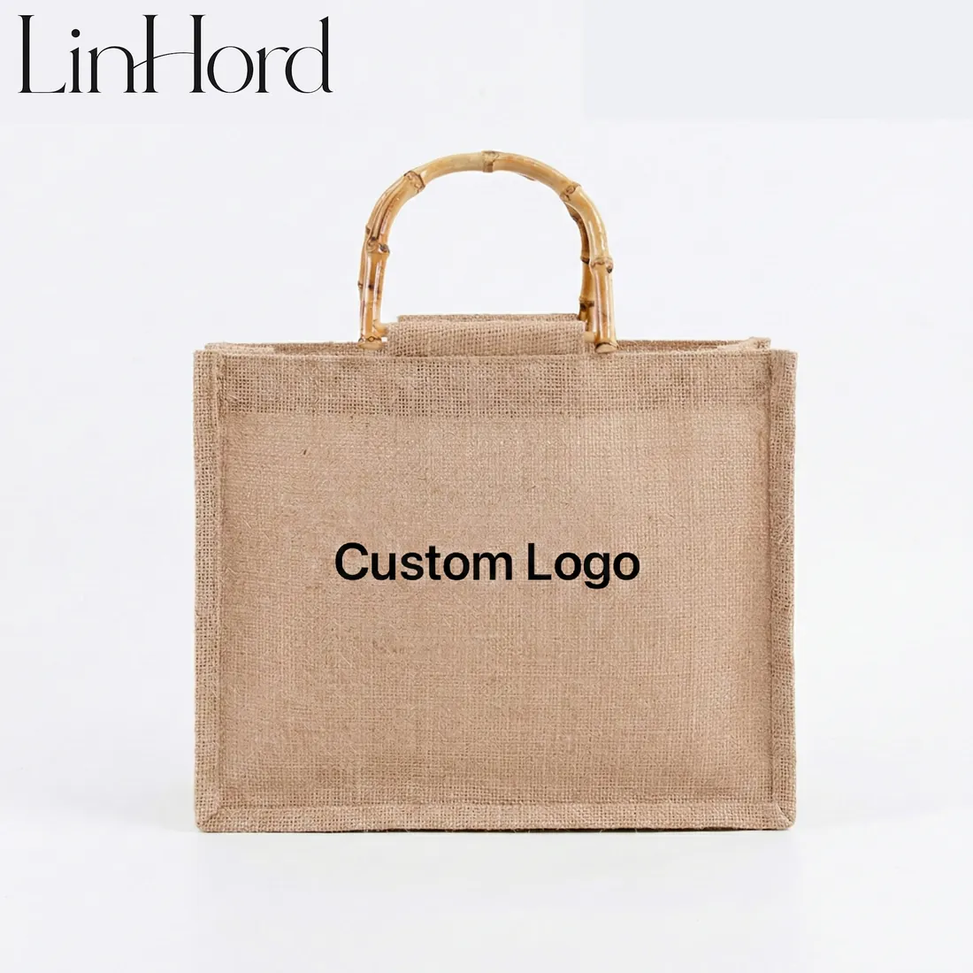 Faux bamboo jute tote product view 1