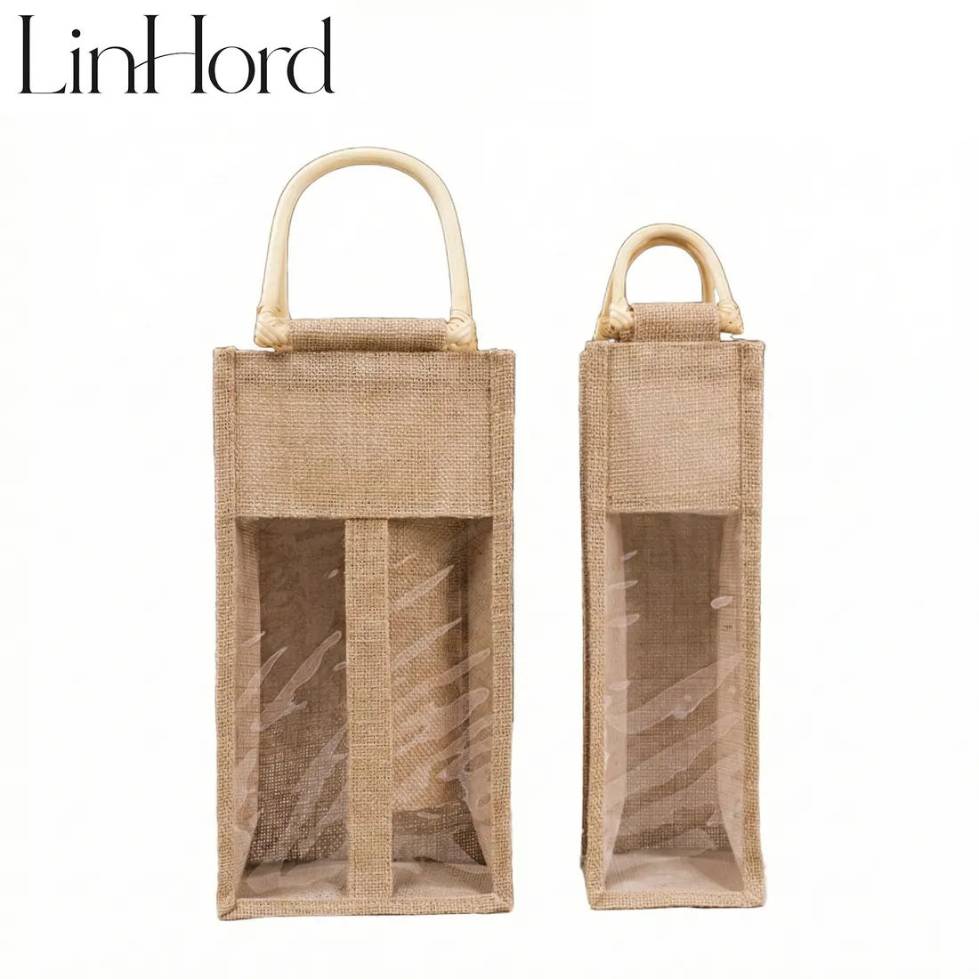 Window jute wine bag product view 1 / 透明窗黄麻酒袋产品图 1