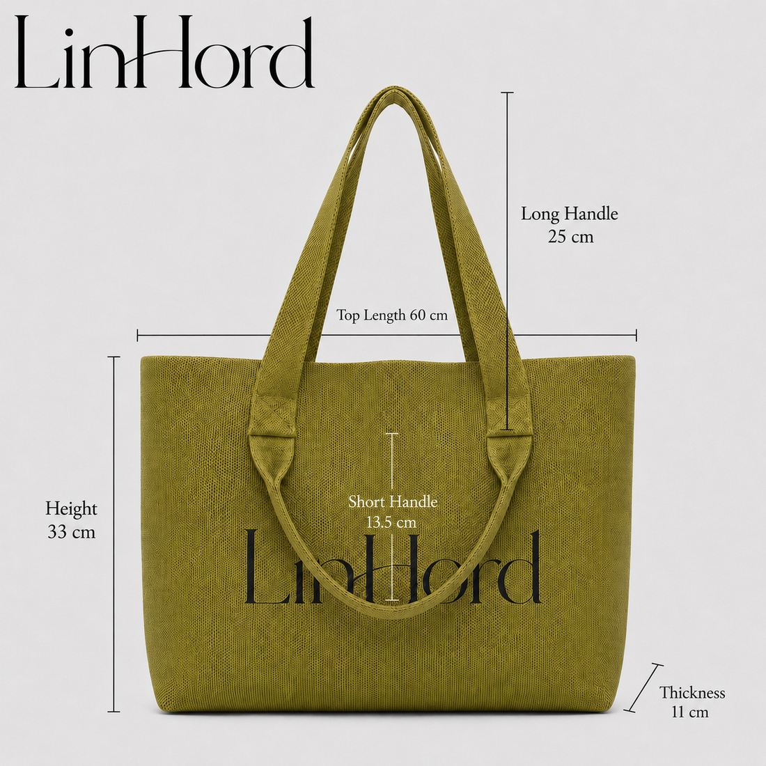 Dual-handle knit tote dimensions / 双提手针织托特包尺寸图