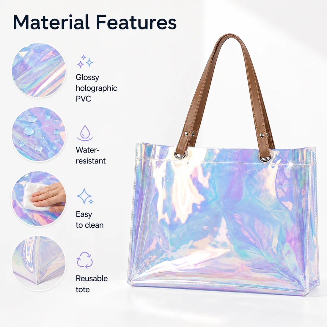 Holographic PVC material and surface close-ups / 镭射 PVC 材质与表面特写