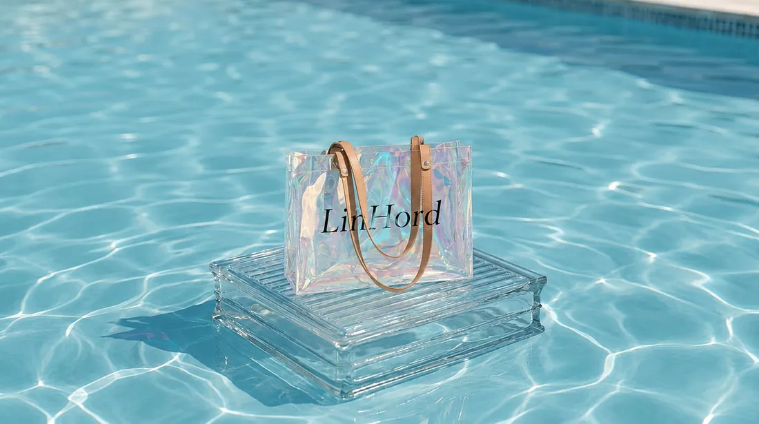 Holographic PVC tote in use 1 / 镭射 PVC 托特包使用场景 1