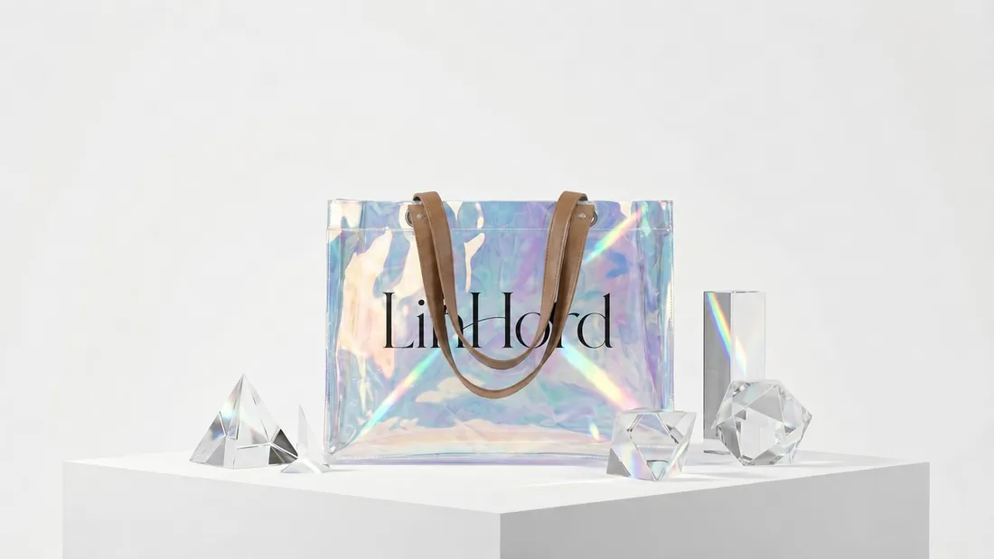 Holographic PVC tote in use 2 / 镭射 PVC 托特包使用场景 2