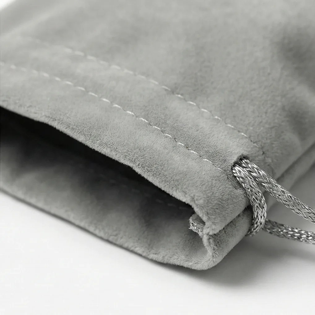 Velvet drawstring pouch detail 3 / 丝绒抽绳袋局部细节 3
